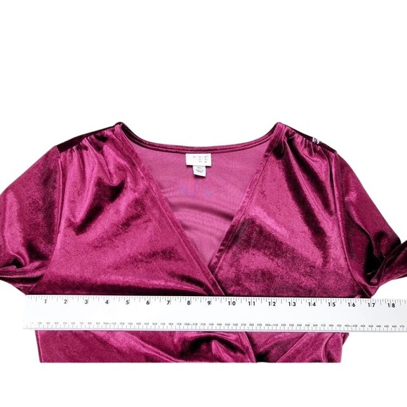 A New Day Red Velvet Twist Front‎ Long Sleeve Dress Size XS - Picture 5 of 7